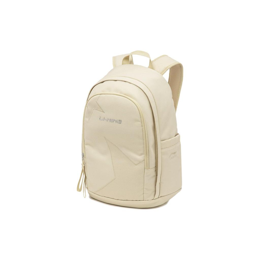 Li Ning Star Pattern Small Rhinestone Decoration Polyester Backpack Unisex Backpacks Off-White ABST323-1