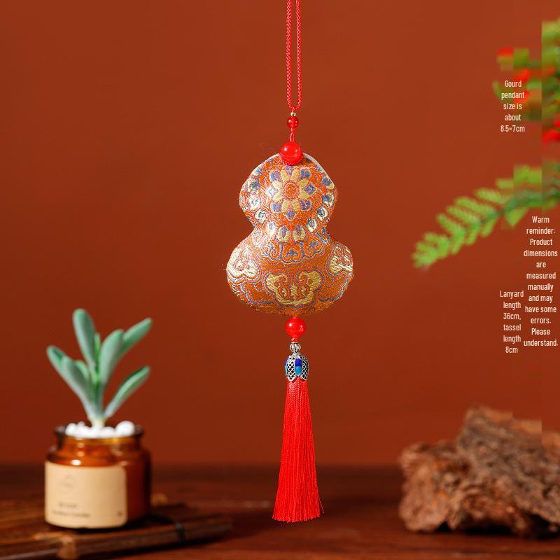 Chinese Dragon Boat Embroidered Gourd Sachet Air Freshener.
