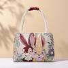 Canvas Handbag With Peacock Embroidery For Daily Casual Wear