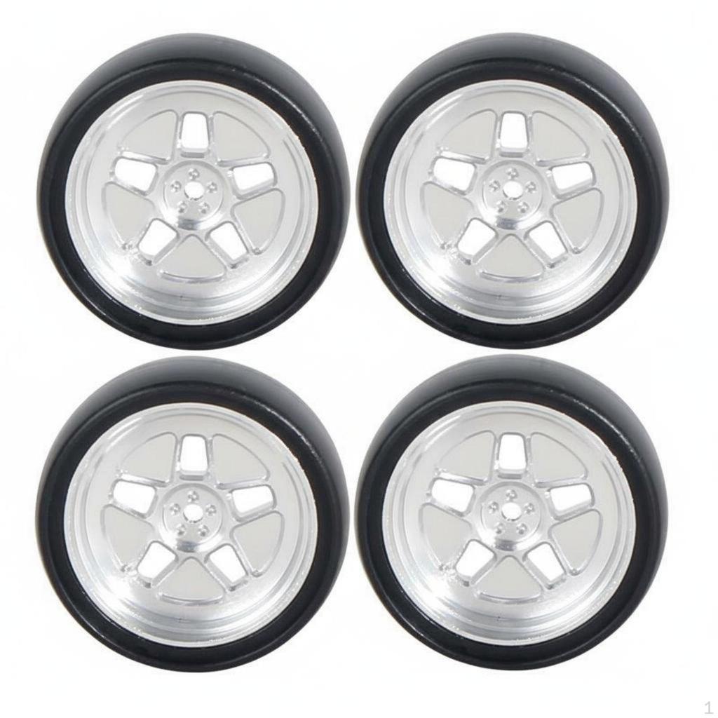 4 Pieces 1/18 Scale RC Slide Wheels Universal Fit Metal Hub Tires Wear Resistant Car