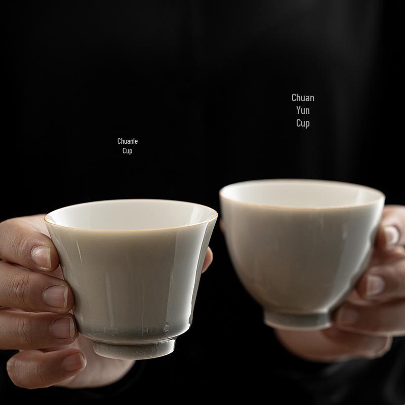 Japanese Handmade Ice Ash Glaze Ceramic Teacup - Gongfu Tasting Aroma Cup 