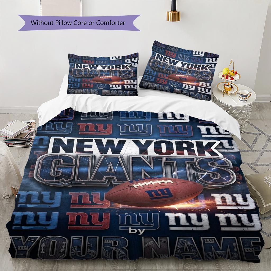 Name Custom New York Giants Pattern Bedding Set Quilt Cover Pillowcase Home Decor Gift (1 * duvet cover + 2 * pillowcase, without core)