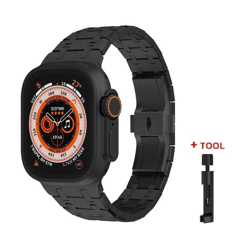 Stainless Steel Band for Apple Watch Ultra 2 49mm 46mm 45 44 42 Luxury Metal Frost Strap Bracelet for IWatch Series10 9 8 7 6 SE