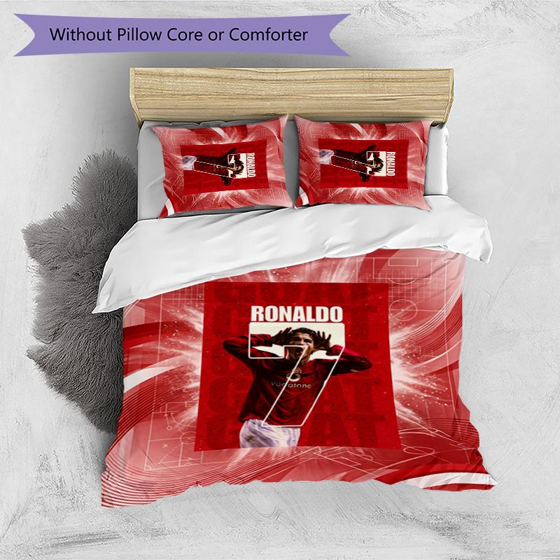 Set Lenzuola Stampate Cristiano Ronaldo 3 Pezzi Copriletto Accogliente Traspirante come Regalo per Inaugurazione Casa o Festa