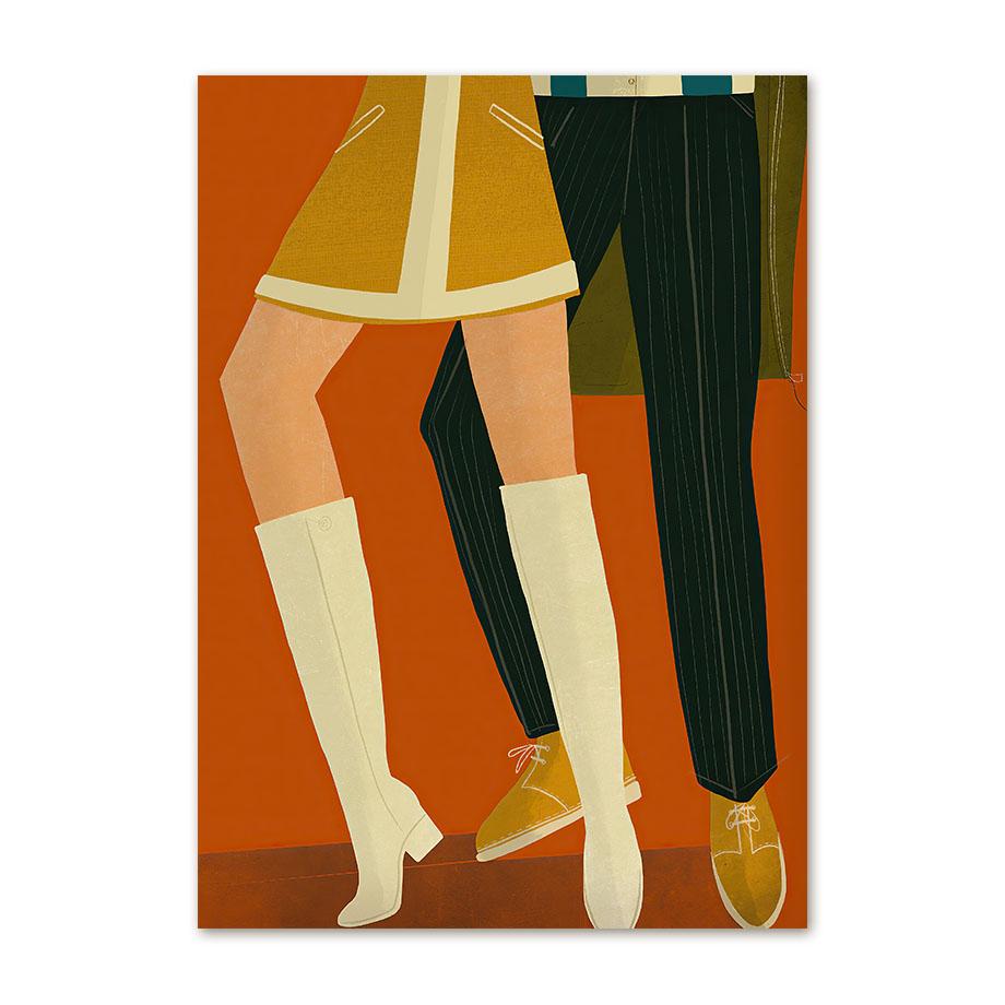 Dancing Couple Illustration Card Northern Soul Girl Wall Art Canvas Painting Nordic Posters Prints Pictures Living Room Decor