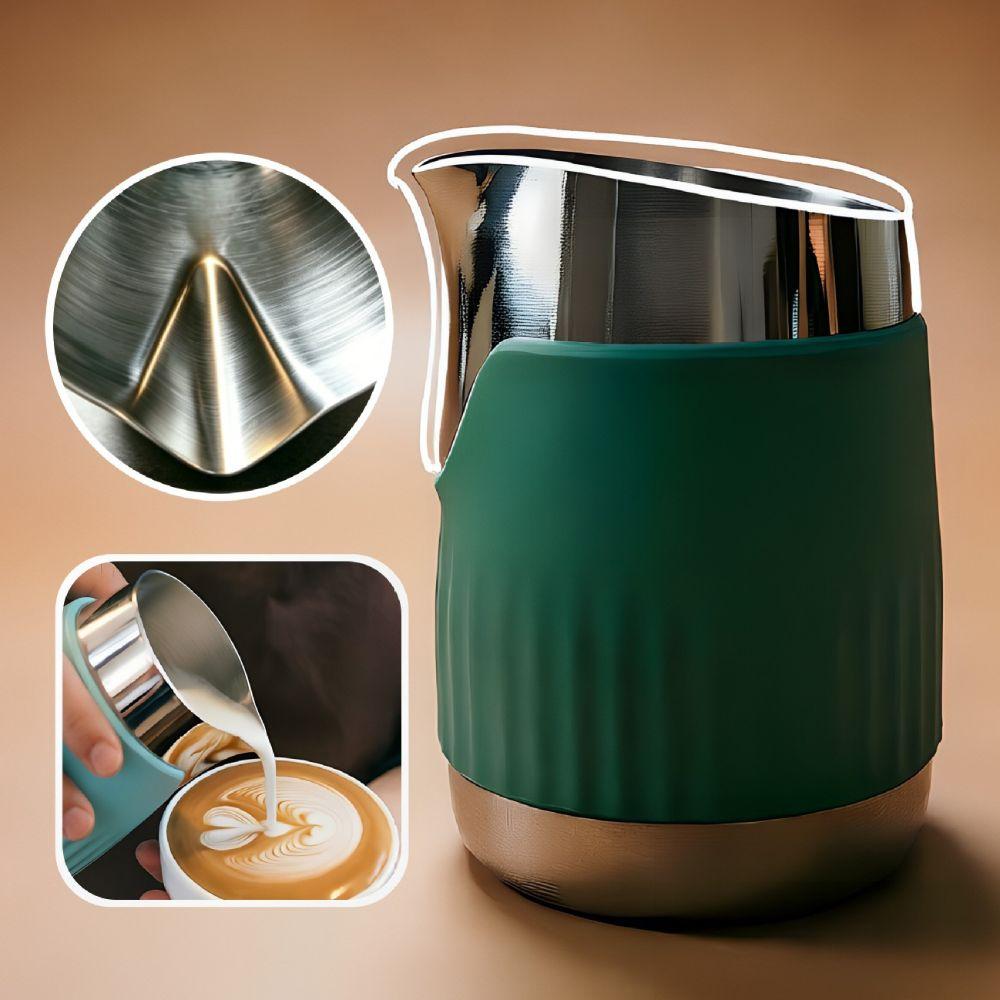 304 Stainless Steel Latte Art Cup Silicone Insulated Sleeve Latte Art Milk Frother Jug Water Bar