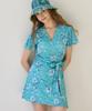 Bonide [Set] Cover-Up Wrap Swimsuit Set Flower Berry Mint