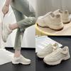 Korean Version 2026 Autumn New Ins Solid Color Forrest Gump Shoes Women's Cowhide Thick-soled Mesh Internet Celebrities with the Same Network Tide