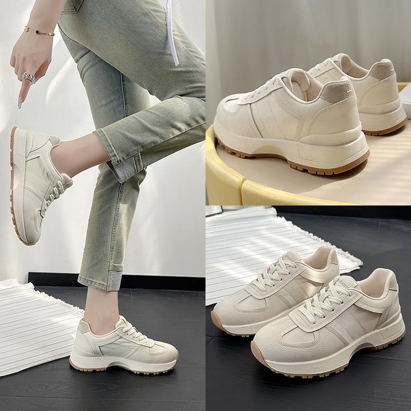 Korean Version 2026 Autumn New Ins Solid Color Forrest Gump Shoes Women's Cowhide Thick-soled Mesh Internet Celebrities with the Same Network Tide