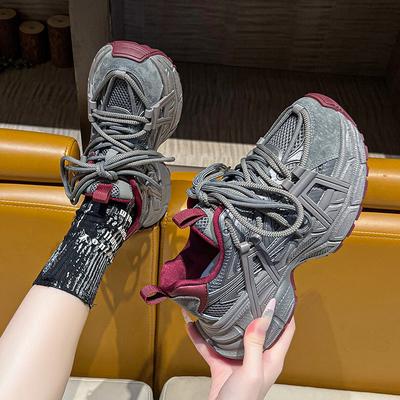 Internet-Hype-Explosion Wanderschuhe Casual Sportschuhe Damen Neu 2025 Frühling und Herbst Dicksohlige Graue Dad-Schuhe Damen
