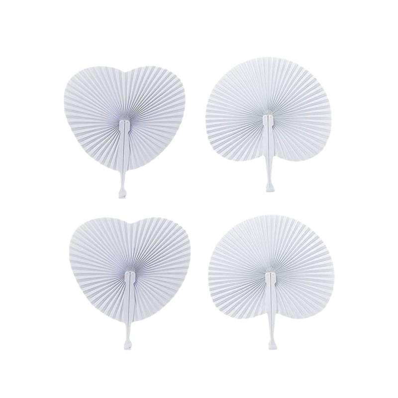 European Heart-Shaped White Paper Wedding Fan