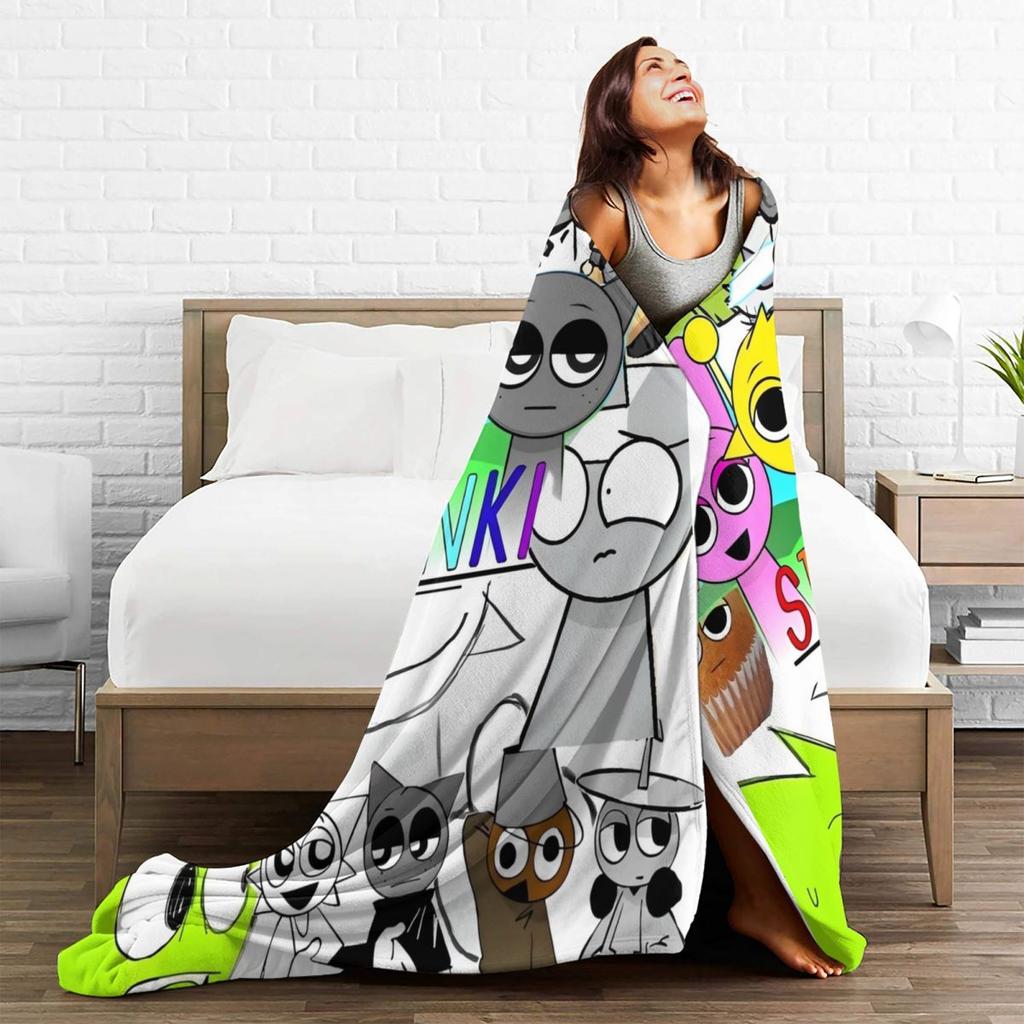 Sprunki Incredibox Game Blankets Airplane Travel Flannel Throw Blanket For Outdoor Warm Soft Design Quality Bedspread Gift