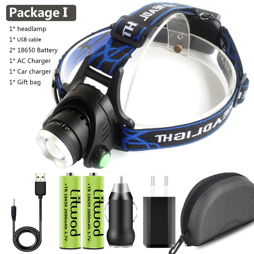 

XHP180 2000 000LM Самый яркий светодиодный налобный фонарь с масштабируемой головкой, фонарик, лампа, USB-перезаряжаемый фонарик для кемпинга Package I