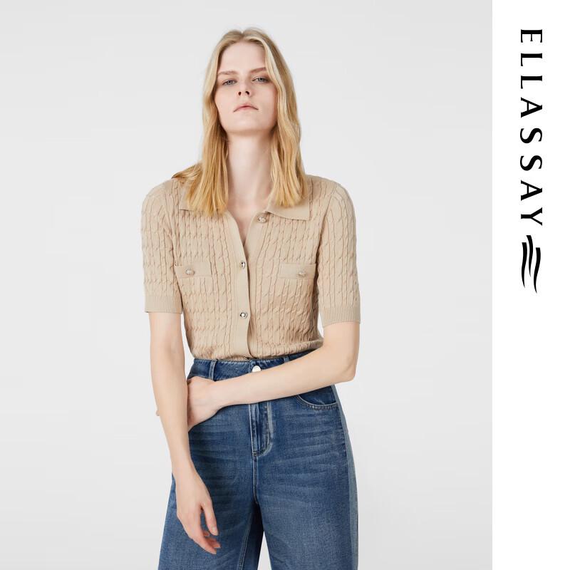 

ELLASSAY Мужская трикотажная рубашка-поло с коротким рукавом из смесового хлопка и модала, весна 2025 S