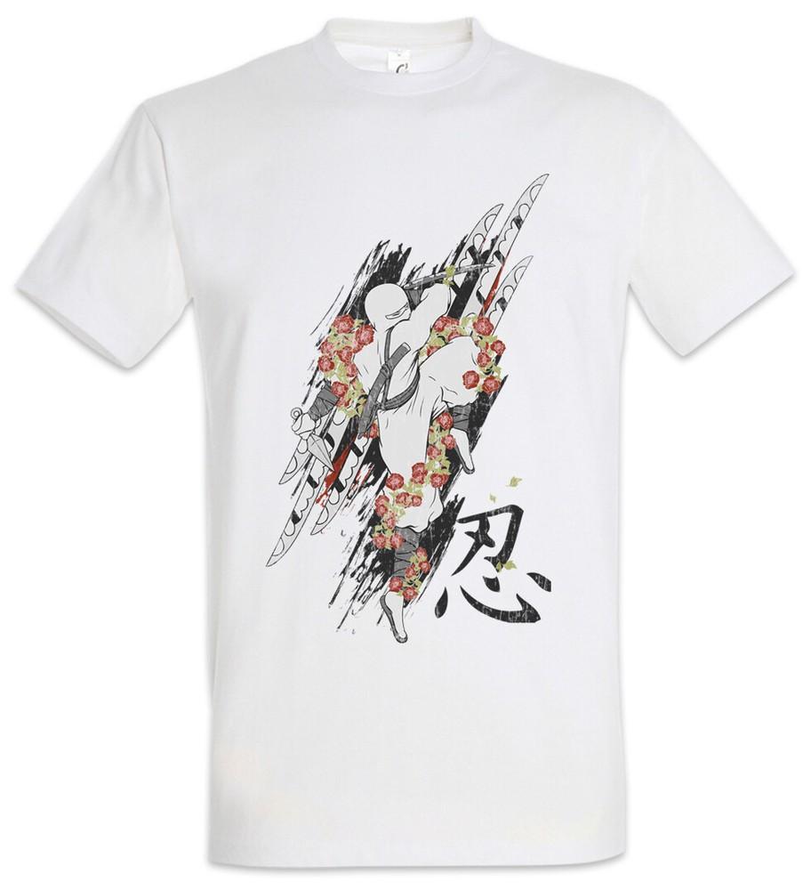 White Ninja T-Shirt Bushido Banzai Japan Shogun Samurai Sword Armor Helmet