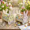Wooden Easter Bunny Basket DIY Paint Handmade Crafts Rabbit Storage Box Decorative Happy Easter Bunny Decor Box Spring Decor