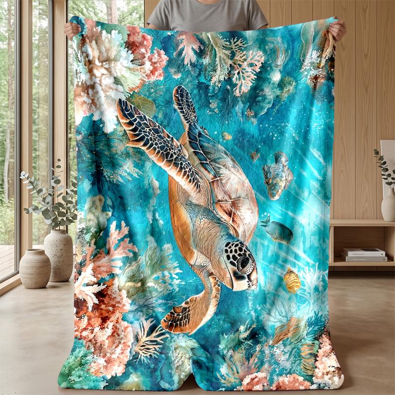 Ocean Life Adventure 31 Theme blanket Lightweight Warm Flannel Blanket Decorative Throw Blanket for Home Decoration