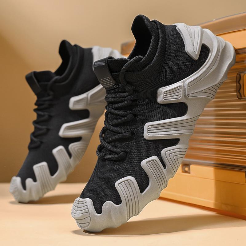 New Flying Woven Socks Shoes Men's Shoes Summer New Breathable Casual Sports Shoes Men's Thick Soled Running Shoes