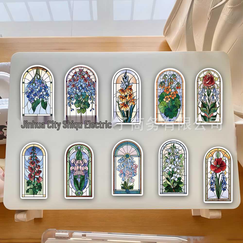 50-Piece Set: Colorful Flower Glass Stickers for Water Bottles, Phone Cases, and Laptops