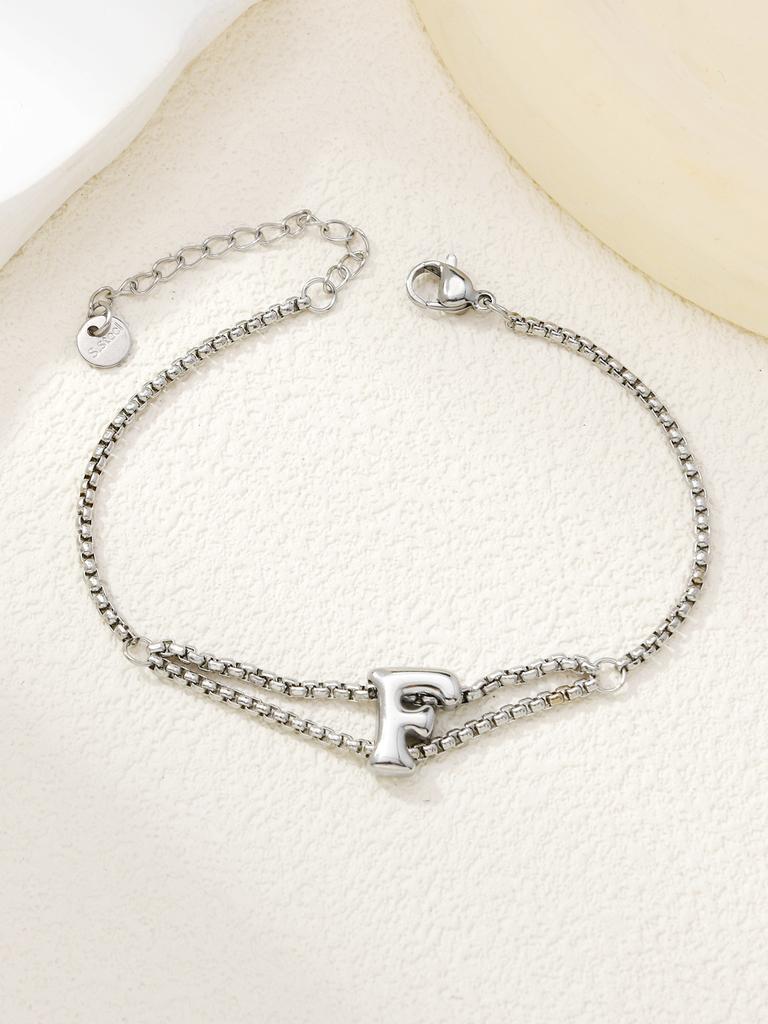 New stainless steel wholesale 26 English letters double-layer ring gold-plated bracelet