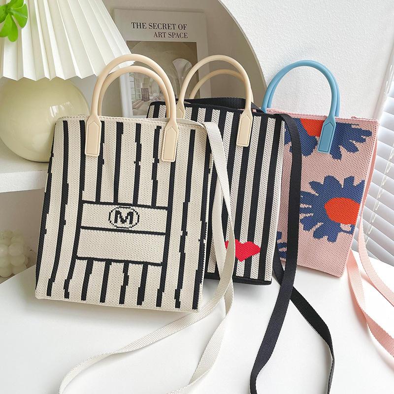 FASHION 2024 Knitted Mini Cross-Body Mobile Phone Bag Korean Versatile Student Commute Shoulder Bag Square Small Purse Handbag For Women