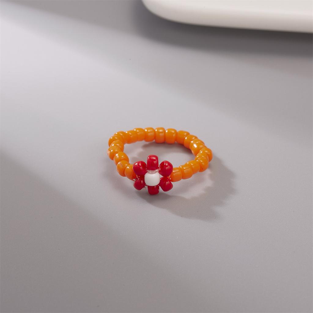 Bohemian Handmade Colorful Crystal Beaded Imitation Pearl Rings Continuous Circle Minimalist Wedding Promise Stacked Finger Ring
