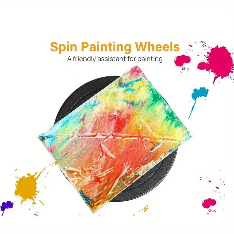 1ks Všestranný černý otočný talíř pro umění, DIY projekty - Lehký stojan s řezbářským kolem pro malování, vystavení