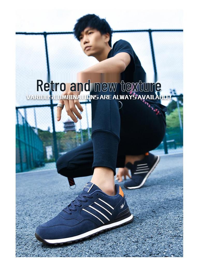 Double Star Men's Genuine Leather Running Shoes - All-match, Non-slip, Soft Sole, Shock Absorbing Forrest Gump Sneakers