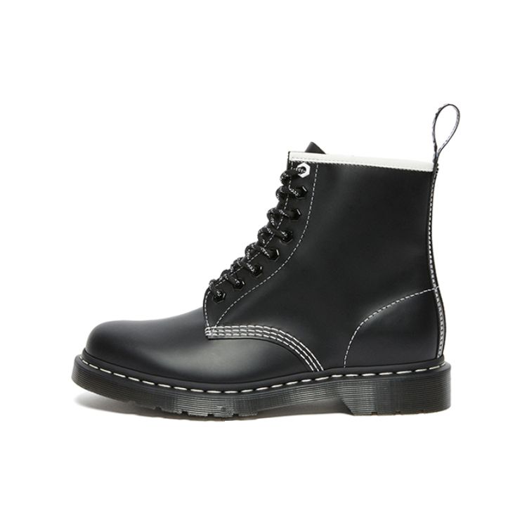 Dr. Martens Leather Color-Blocked Glossy Short Boots Women Boots Black 27303001