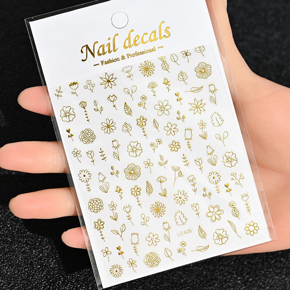 Best-Selling Japanese Aesthetic Laser Silver Heart Nail Stickers - Plant-Inspired Nail Art