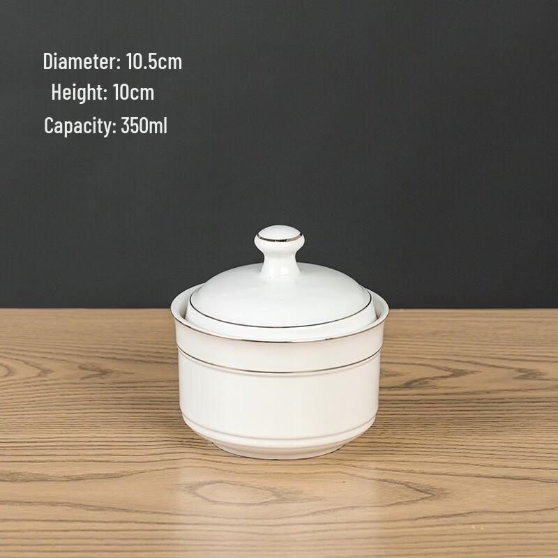 Chixing Pure White Ceramic Steaming Bowl with Lid