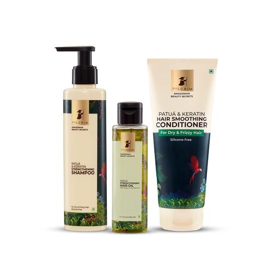 Pilgrim Amazonský Patuá Vlasový Esenciálny Rituál pre Kučeravé Vlasy s |Vlasovým Olejom Patuá (115 ml) +Keratínový šampón (200 ml) + Keratínový kondicionér (200 ml)