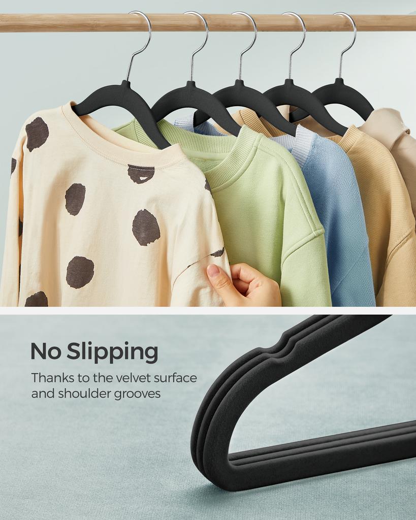 SONGMICSHOME Baby Hangers 50 Pack, Kids Hangers for Closet, 11.8 X 8.1 Inches, Rose Gold 360° Swivel Hooks, Space-Saving