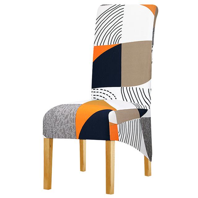 Bedruckte Stretch-Stuhlbezüge in großen Größen, Schonbezüge mit langer Rückenlehne, Sitzbezüge für Esszimmer, für Zuhause, Restaurant, Hotel, Party, Hochzeit, Bankett