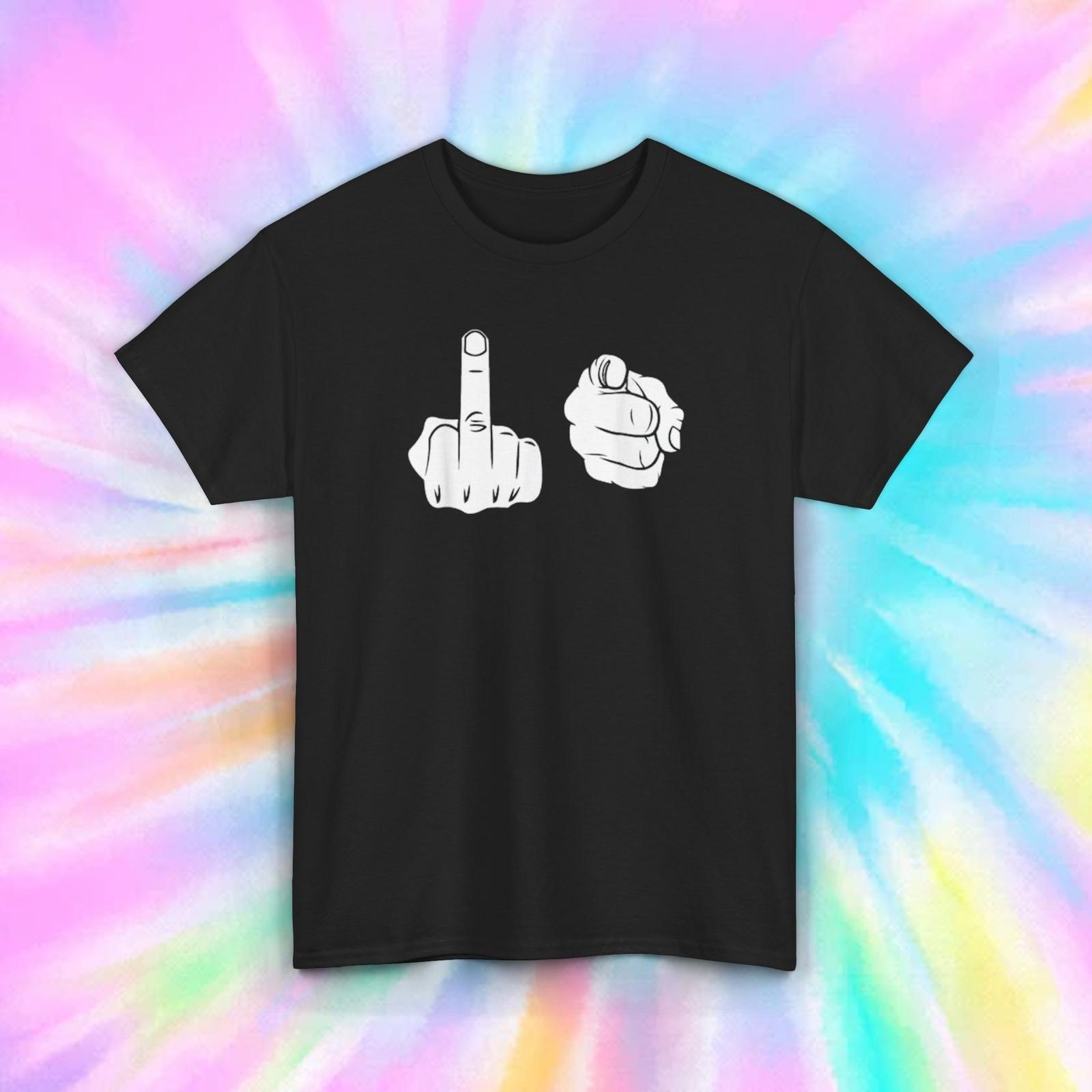 Funny Middle Finger Pointing Hand Gesture Graphic Humor Sarcastic T-Shirt S-5XL XXXXL