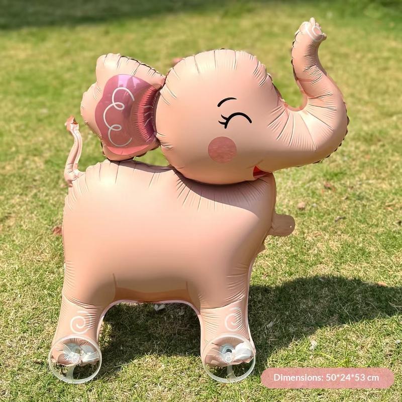 Cartoon-Tier-Folie Steh-Geh-Ballon mit Rädern 1 Stück Wiederverwendbarer Ballon für Kleinkind-Geburtstagsgeschenk-Dekoration