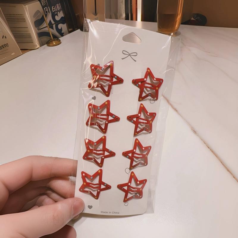 8pcs Leopard Print Hair Clips for Women Girls Geometric Cute Star BB Clips Bangs Hairpins Y2K Clips Headdress Hair Accessories