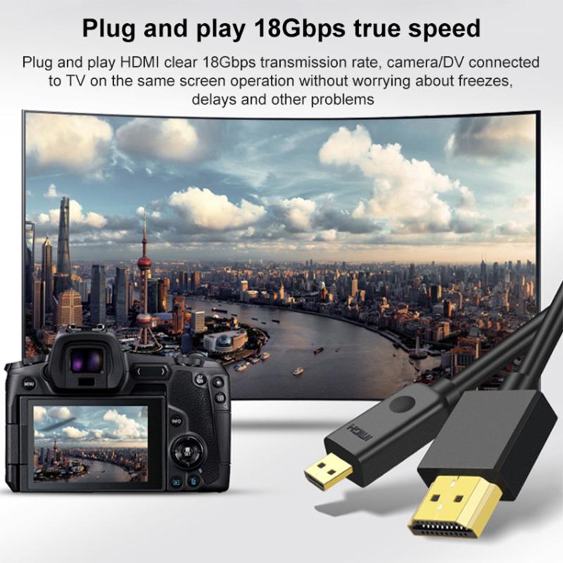 0.5m Micro HDMI Male to HDMI Male Cable 4K HD Video Transmission Cord