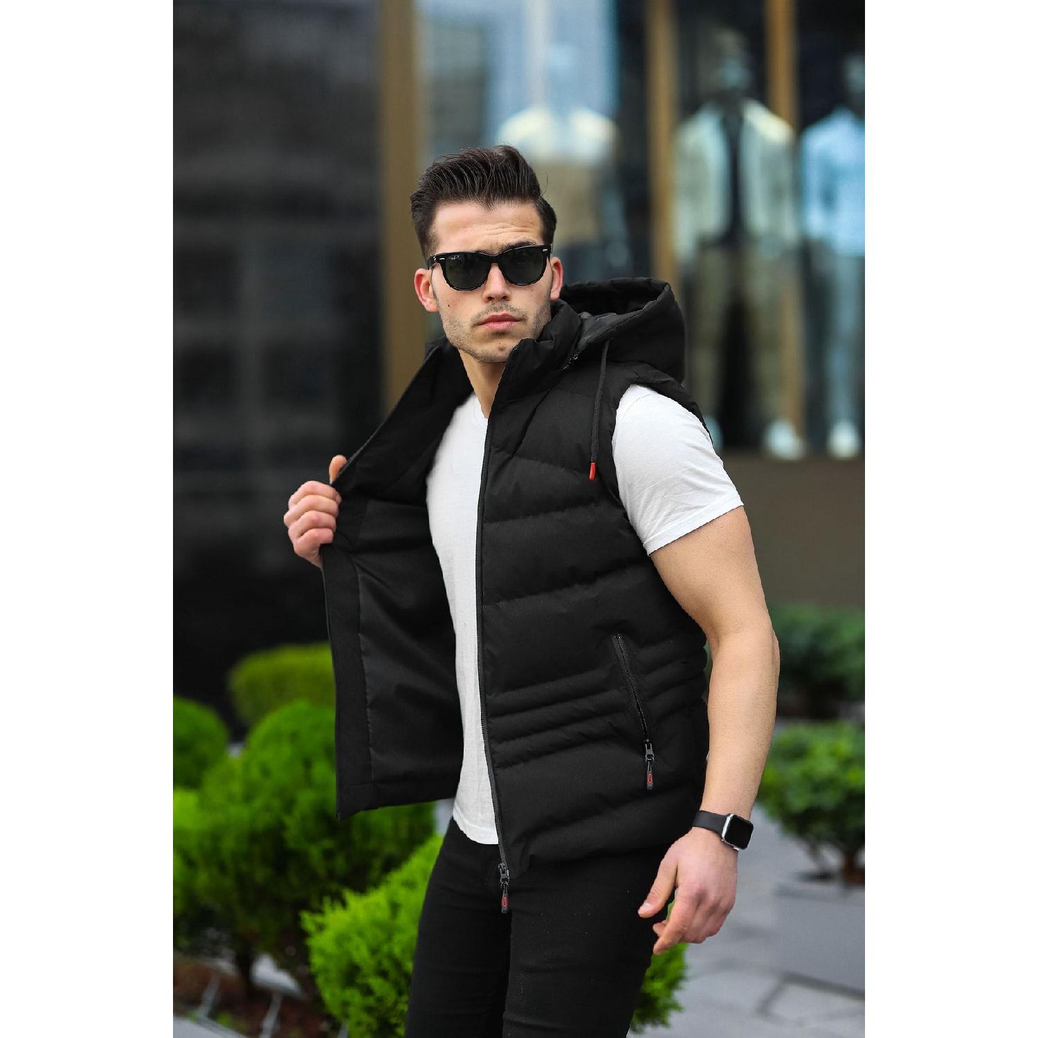 

Waterproof Men s Removable Hooded Vest S чёрный