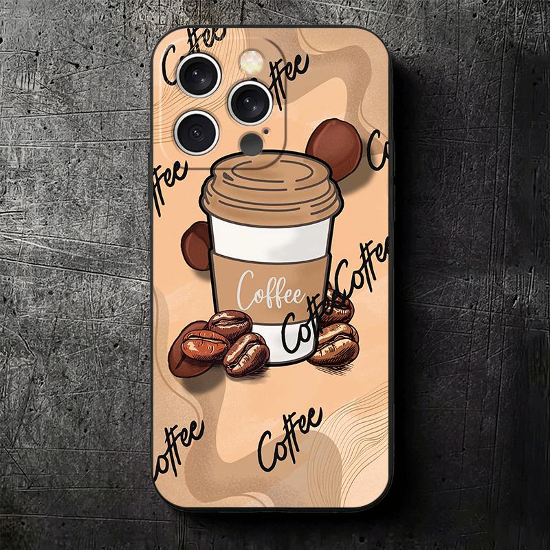 Black Coffee Fashion Style Soft Phone Case for iPhone 16 16E 17 Air 15 Pro Max 14 Plus 13 Mini 11 12 7 Black Cover Back Shell