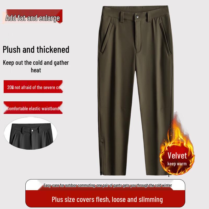 Dibinze Men s Plus Size Winter Fleece-Lined Casual Pants 7XL