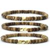 New 3 Pieces Men Bracelet Set 4mm Rice Bead Braclet Homme Natural Wooden Braslet Irregular Copper Charm Stone Brazalete Pulseira