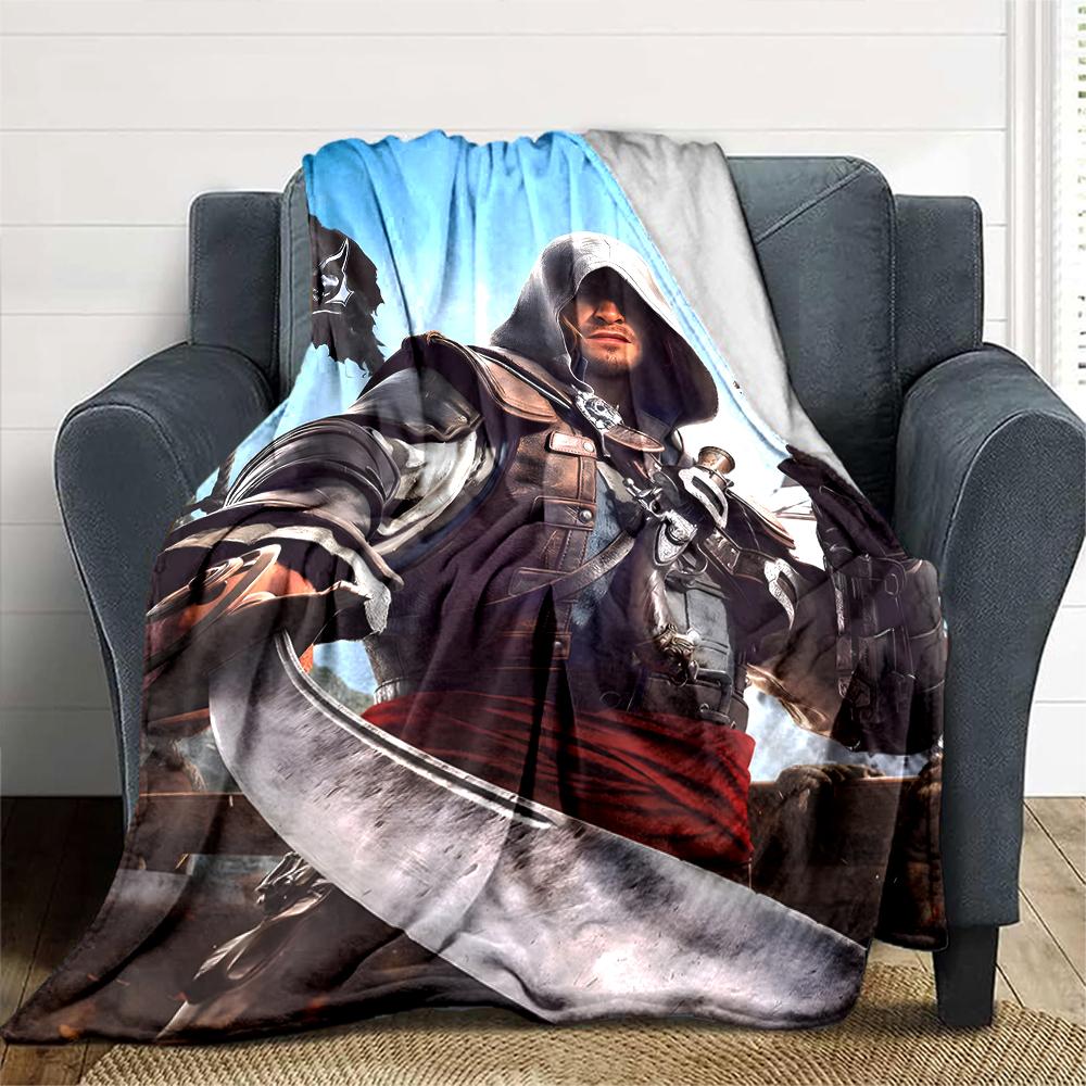 1 Stück Assassin's Creed Decke, Geschenk, für Männer und Frauen, Weiche Decke, Gut für Sofabett Couch Reisen, Leichte Flanelldecke