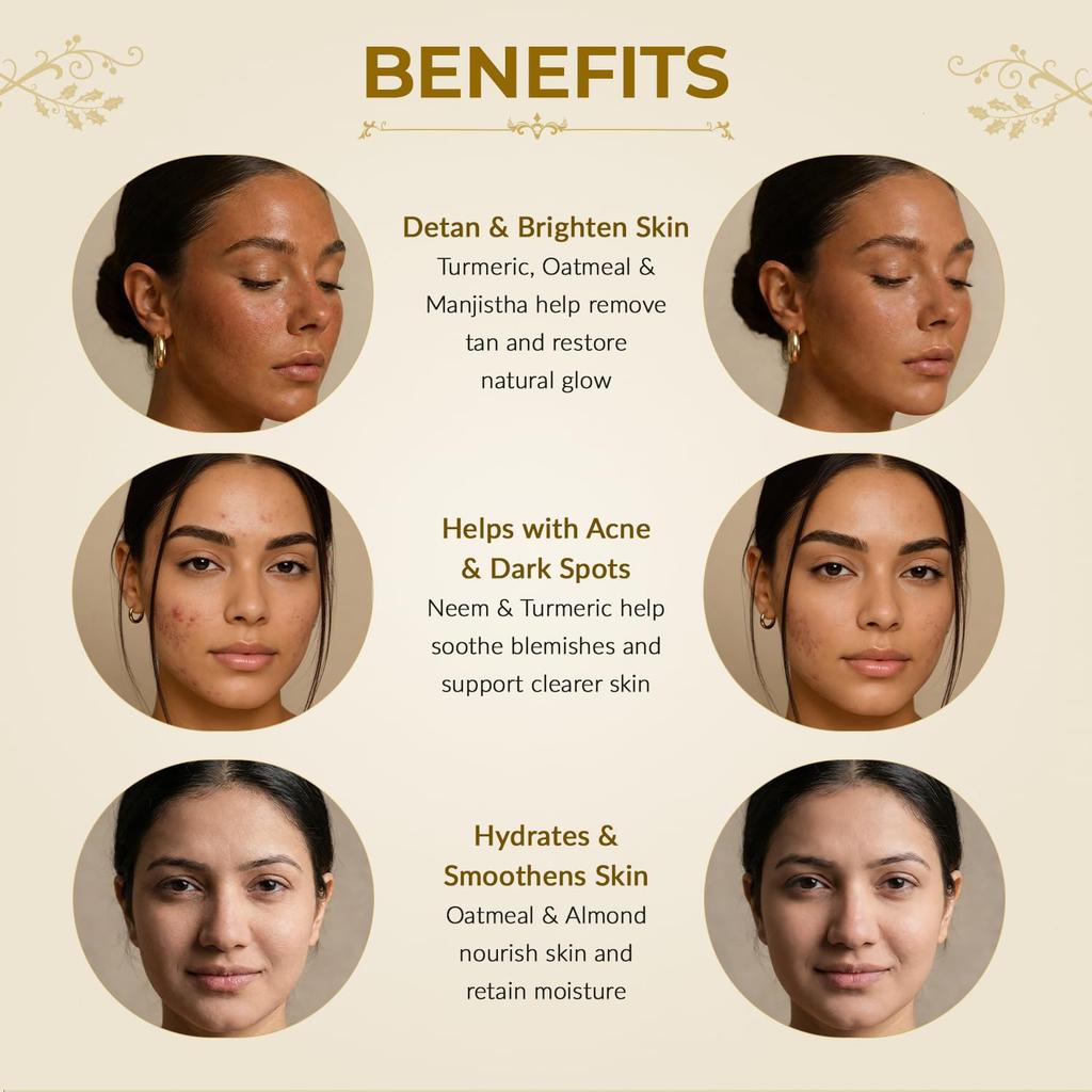 OSADHI Ubtan Face Pack Powder with Turmeric & Oatmeal for Tan Removal, 35g - Neem & Manjistha for Deep Cleansing, Brightening & Detan | Anti-Acne A