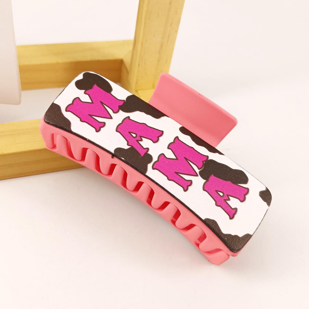 Vintage Western Cowboy Hair Clip Women Leather Printed Shark Hair Claws Mother's Day Hair Accessories