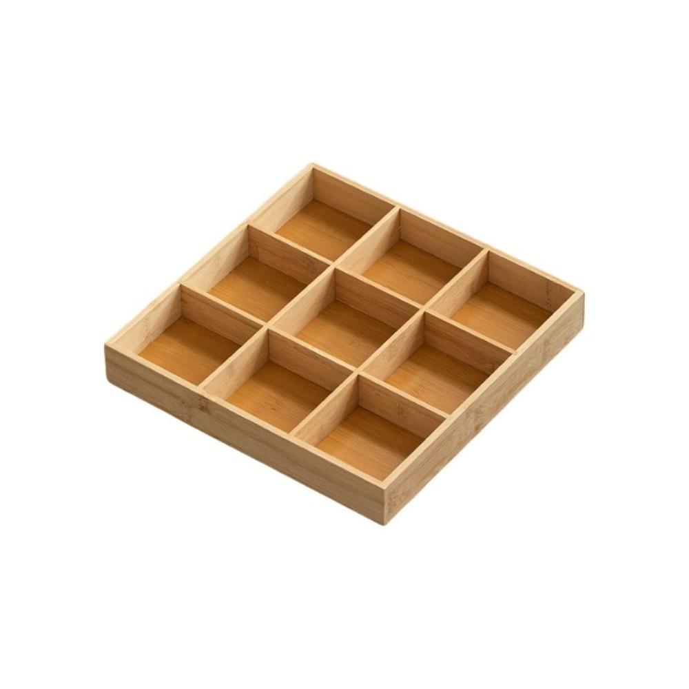 Multi-Grid Divided Plate Wooden Snack Storage Tray Reusable Bamboo Tray  Candy