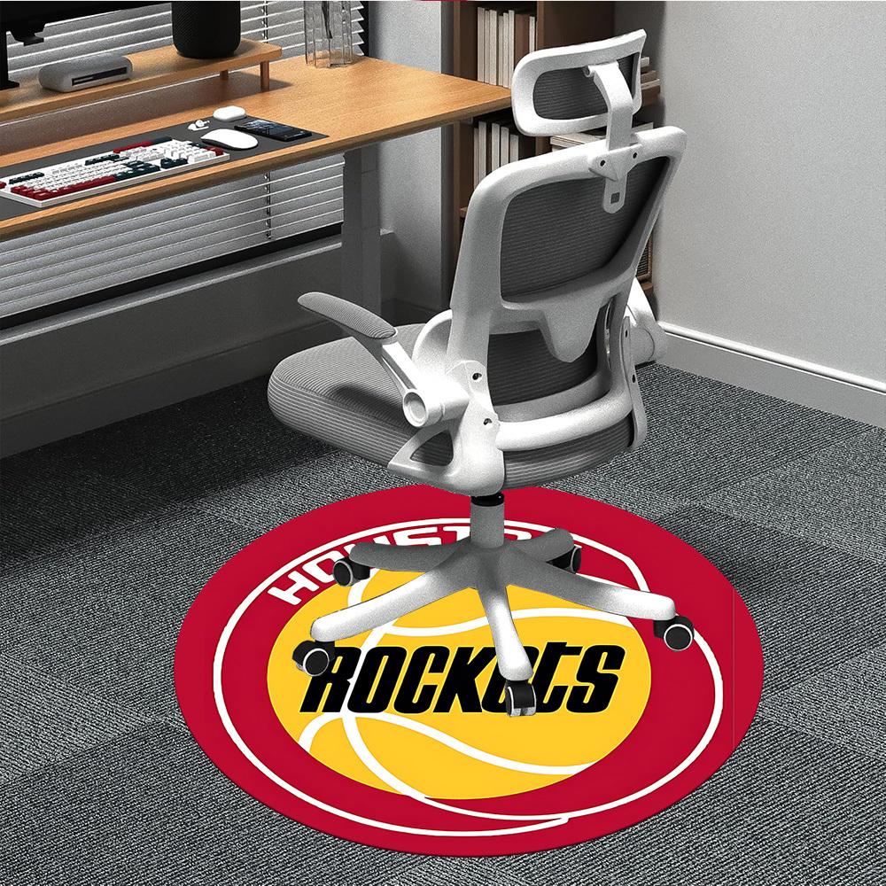 

1pc Houston Rockets Office Round Area Rug, Indoor Mat Suitable For Office, Under Office Chairs Bedroom Living Room Home Decor, Room Deco207 80cm by 80cm