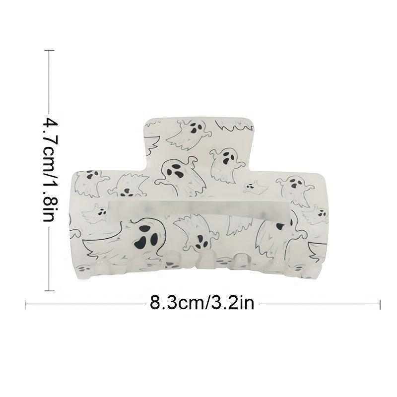 1pc Acrylic Ghost Hair Claw Clip for Women - Large Halloween Hair Accessory with Cute Minimalist Cartoon Ghosts Print