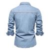 Herrjeansskjorta Casual Slim Fit Knäppning Långärmad Jeansskjortor Andningsbar Bomull Arbete för Män Lättviktig Kavajkrage Jeansskjorta med Bröstfickor