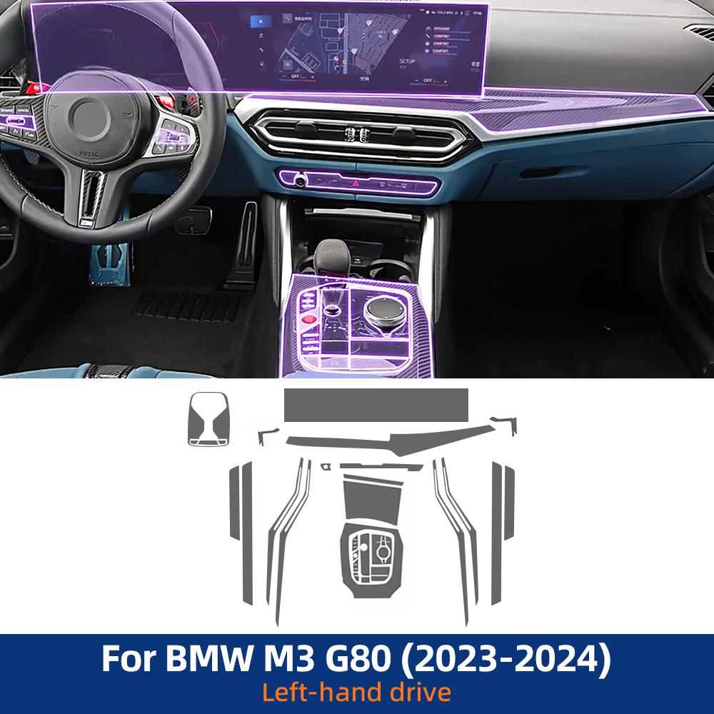Car Interior TPU Protector Anti-scratch Film For BMW M3 G80 2023 2024 Auto Protective Transparent Anti-tear Stickers Accessories.